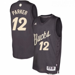 Mens Adidas Milwaukee Bucks 12 Jabari Parker Swingman Black 2016 2017 Christmas Day NBA Jersey