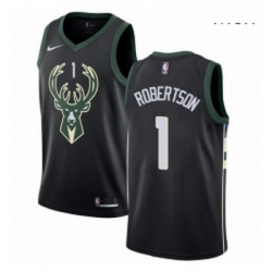 Mens Nike Milwaukee Bucks 1 Oscar Robertson Swingman Black Alternate NBA Jersey Statement Edition