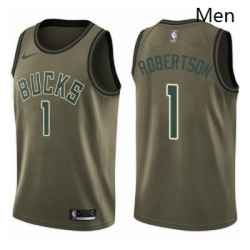 Mens Nike Milwaukee Bucks 1 Oscar Robertson Swingman Green Salute to Service NBA Jersey