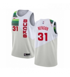 Mens Nike Milwaukee Bucks 31 John Henson White Swingman Jersey Earned Edition 