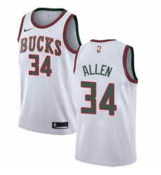 Mens Nike Milwaukee Bucks 34 Ray Allen Swingman White Fashion Hardwood Classics NBA Jersey