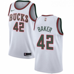 Mens Nike Milwaukee Bucks 42 Vin Baker Swingman White Fashion Hardwood Classics NBA Jersey