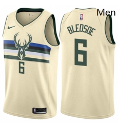 Mens Nike Milwaukee Bucks 6 Eric Bledsoe Swingman Cream NBA Jersey City Edition 