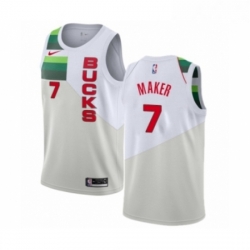 Mens Nike Milwaukee Bucks 7 Thon Maker White Swingman Jersey Earned Edition 