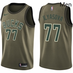 Mens Nike Milwaukee Bucks 77 Ersan Ilyasova Swingman Green Salute to Service NBA Jersey 