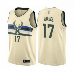 Womens Milwaukee Bucks 17 Pau Gasol Swingman Cream Basketball Jersey City Edition 