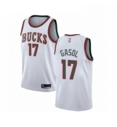 Womens Milwaukee Bucks 17 Pau Gasol Swingman White Fashion Hardwood Classics Basketball Jersey 