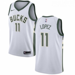 Womens Nike Milwaukee Bucks 11 Brook Lopez Swingman White NBA Jersey Association Edition 