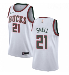 Womens Nike Milwaukee Bucks 21 Tony Snell Swingman White Fashion Hardwood Classics NBA Jersey 