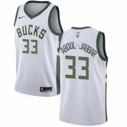 Womens Nike Milwaukee Bucks 33 Kareem Abdul Jabbar Authentic White Home NBA Jersey Association Edition 