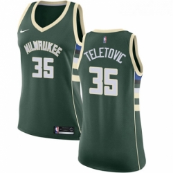 Womens Nike Milwaukee Bucks 35 Mirza Teletovic Authentic Green Road NBA Jersey Icon Edition