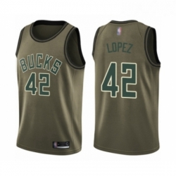 Youth Milwaukee Bucks 42 Robin Lopez Swingman Green Salute to Service Basketball Jersey 