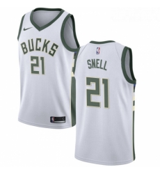 Youth Nike Milwaukee Bucks 21 Tony Snell Swingman White Home NBA Jersey Association Edition 