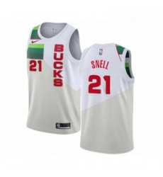 Youth Nike Milwaukee Bucks 21 Tony Snell White Swingman Jersey Earned Edition 