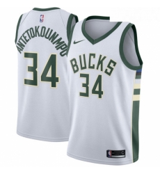 Youth Nike Milwaukee Bucks 34 Giannis Antetokounmpo Authentic White Home NBA Jersey Association Edition