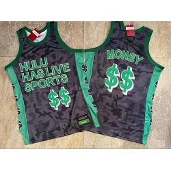 Men Hulu Has Live Sports Black $$ Money Stitched Basketball Jersey