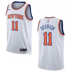 Men New Yok Knicks 11 Jalen Brunson White Stitched Basketball Jersey