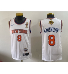 Men New Yok Knicks  8 OG Anunoby White 2026 Finals Champions Patch Statement Edition Stitched Jersey