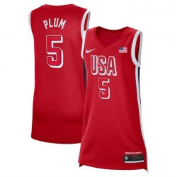 Men USA Basketball 5 Kelsey Plum Red 2024 Swingman Stitched Jersey 625