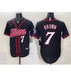 Men-s-Philadelphia-76ers--7-Jaylen-Brown-Black-Cool-Base-Stitched-Baseball-Jersey-495-92292