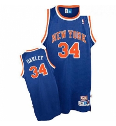 Mens Mitchell and Ness New York Knicks 34 Charles Oakley Authentic Royal Blue Throwback NBA Jersey