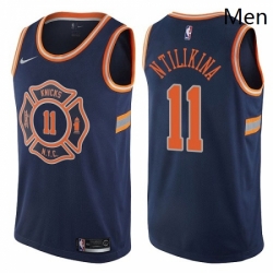 Mens Nike New York Knicks 11 Frank Ntilikina Swingman Navy Blue NBA Jersey City Edition 