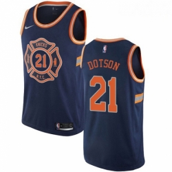 Mens Nike New York Knicks 21 Damyean Dotson Swingman Navy Blue NBA Jersey City Edition 