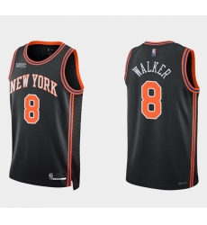 New Yok New York Knicks 8 Kemba Walker Black 75th Anniversary Stitched Swingman Basketball Jersey