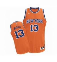 Womens New York Knicks 13 Marcus Morris Authentic Orange Alternate Basketball Jersey 