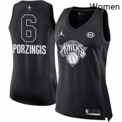 Womens Nike Jordan New York Knicks 6 Kristaps Porzingis Swingman Black 2018 All Star Game NBA Jersey 