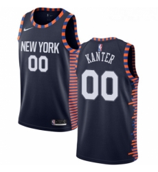 Womens Nike New York Knicks 00 Enes Kanter Swingman Navy Blue NBA Jersey 2018 19 City Edition 