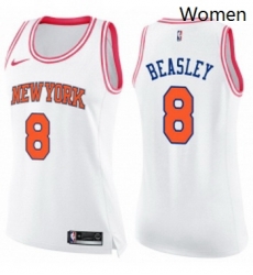 Womens Nike New York Knicks 8 Michael Beasley Swingman WhitePink Fashion NBA Jersey 