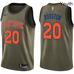 Youth Nike New York Knicks 20 Allan Houston Swingman Green Salute to Service NBA Jersey