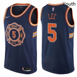 Youth Nike New York Knicks 5 Courtney Lee Swingman Navy Blue NBA Jersey City Edition