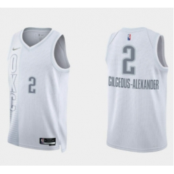 Men Oklahoma City Thunder 2 Shai Gilgeous Alexander 2021 22 City Edition White 75th Anniversary Stitched Basketball Jersey