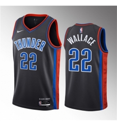 Men Oklahoma City Thunder 22 Cason Wallace Black 2023 Draft City Edition Stitched Basketball Jersey