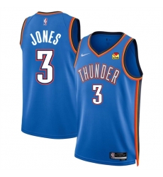 Men Oklahoma City Thunder 3 Dillon Jones Blue 2024 Draft Icon Edition Stitched Basketball Jersey