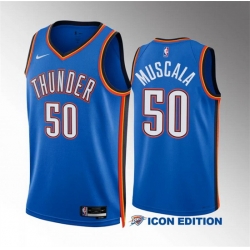 Men Oklahoma City Thunder 50 Mike Muscala Blue Icon Edition Stitched Basketball Jersey