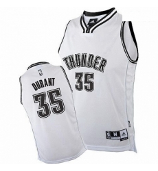 Mens Adidas Oklahoma City Thunder 35 Kevin Durant Authentic White on White NBA Jersey