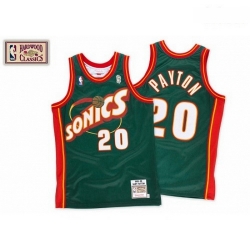 Mens Mitchell and Ness Oklahoma City Thunder 20 Gary Payton Authentic Green SuperSonics Throwback NBA Jersey