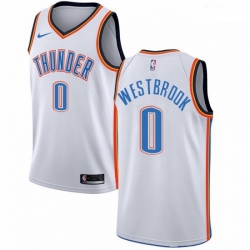 Mens Nike Oklahoma City Thunder 0 Russell Westbrook Authentic White Home NBA Jersey Association Edition