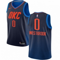 Mens Nike Oklahoma City Thunder 0 Russell Westbrook Swingman Navy Blue NBA Jersey Statement Edition