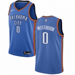 Mens Nike Oklahoma City Thunder 0 Russell Westbrook Swingman Royal Blue Road NBA Jersey Icon Edition