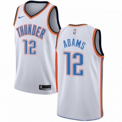 Mens Nike Oklahoma City Thunder 12 Steven Adams Swingman White Home NBA Jersey Association Edition