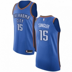 Mens Nike Oklahoma City Thunder 15 Kyle Singler Authentic Royal Blue Road NBA Jersey Icon Edition