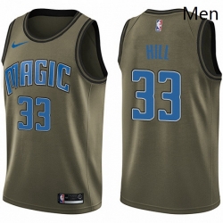 Mens Nike Orlando Magic 33 Grant Hill Swingman Green Salute to Service NBA Jersey