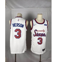 76ers 3 Allen Iverson White Nike Throwback Swingman Jersey