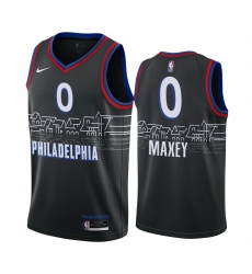 Men Nike Philadelphia 76ers 0 Tyrese Maxey Black NBA Swingman 2020 21 City Edition Jersey