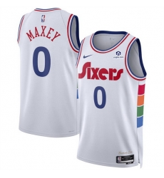 Men Philadelphia 76ers 0 Tyrese Maxey White 2024 25 City Edition Stitched Jersey