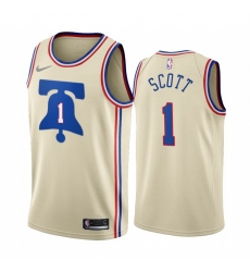 Men Philadelphia 76ers 1 Mike Scott Cream NBA Swingman 2020 21 Earned Edition Jersey